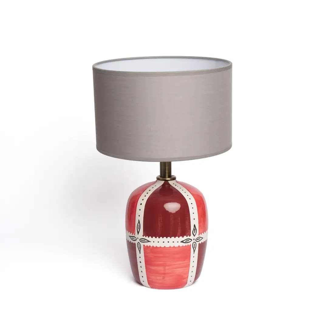 Bordo Blok Desenli Abajur