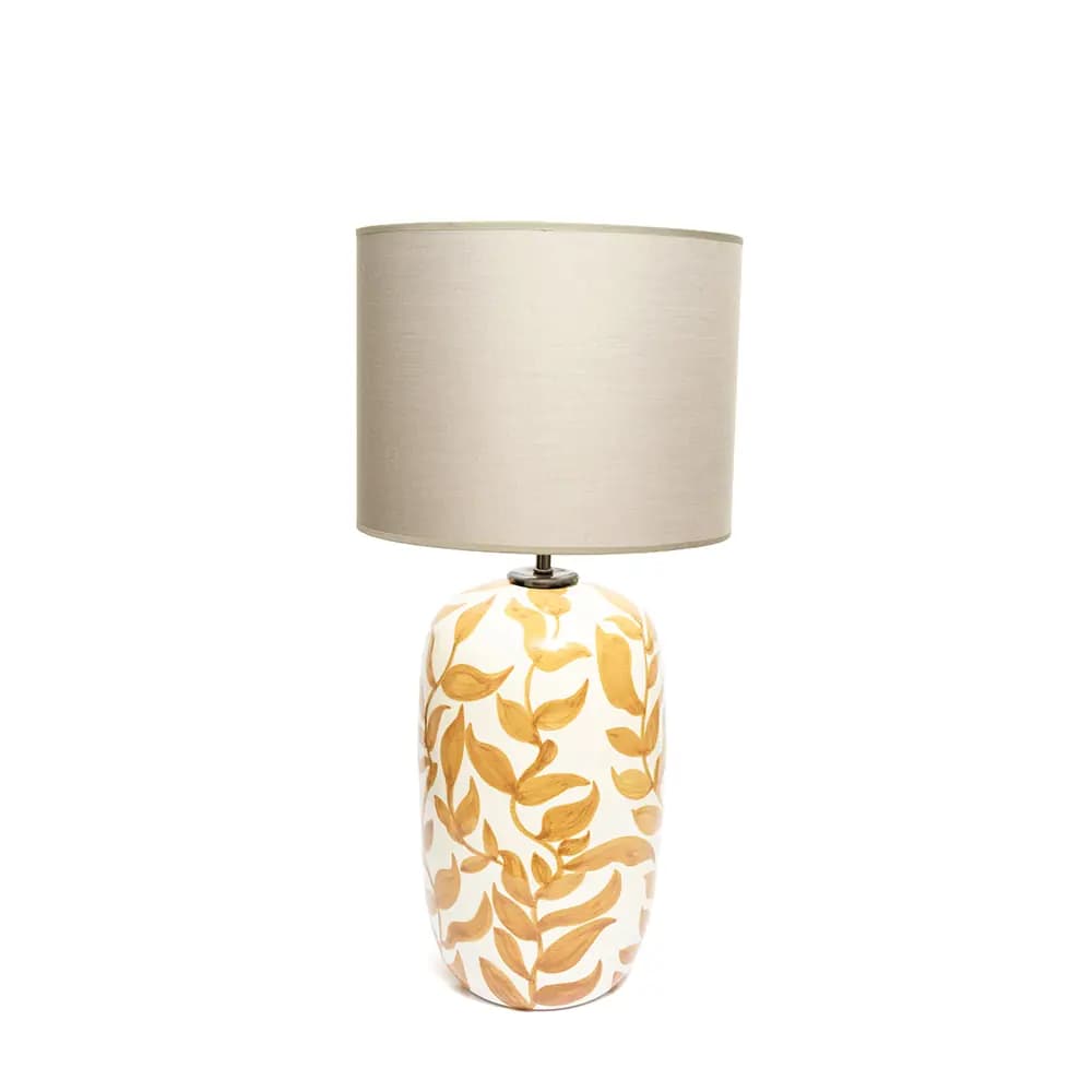 Sarı Yaprak Desenli Abajur