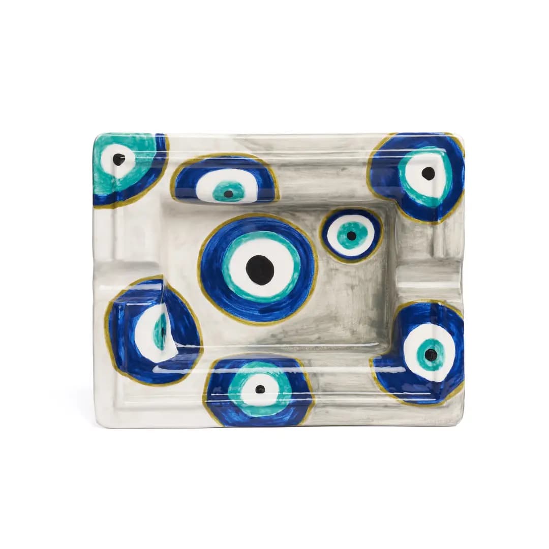 Gri-Beyaz Nazar Boncuklu Küllük