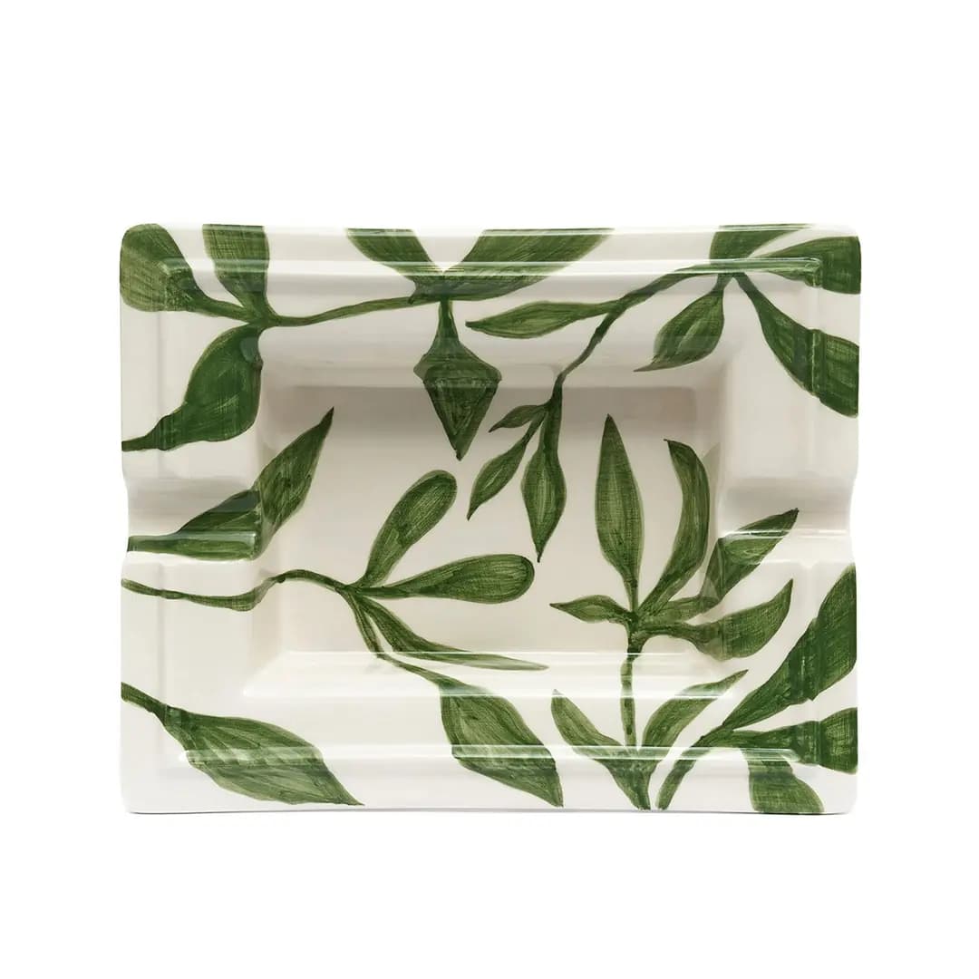 Yeşil Yaprak Desenli Küllük