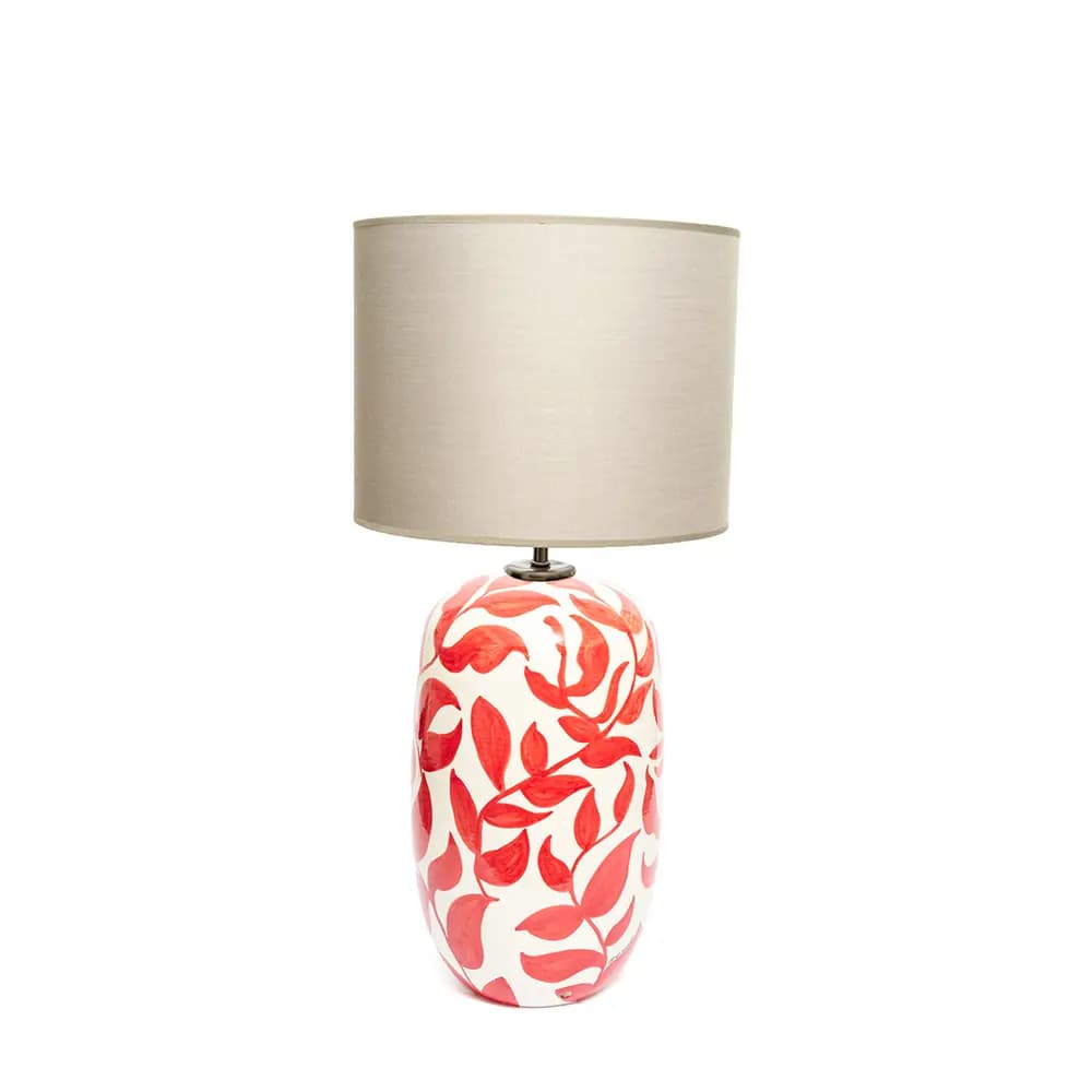 Kırmızı Yaprak Desenli Abajur